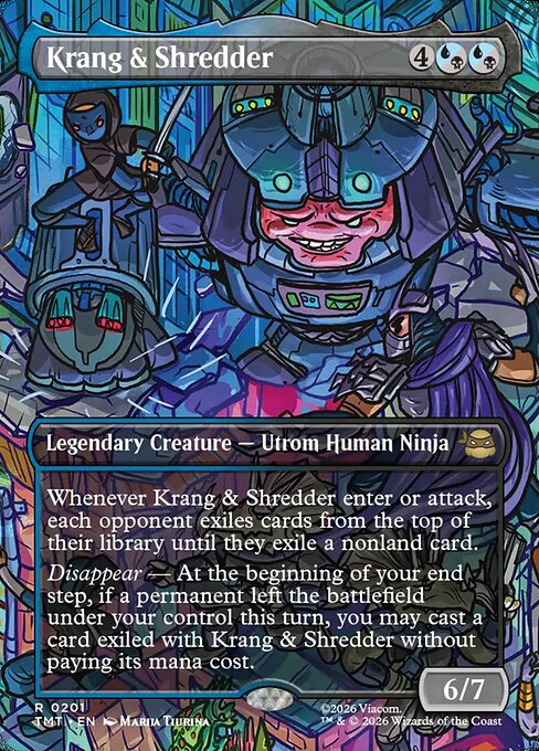 MTG Krang & Shredder TMT 201 Borderless Scene Foil