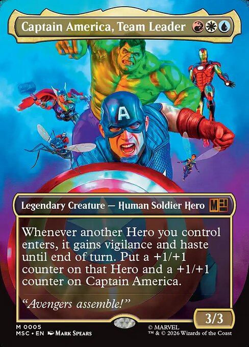 MTG Captain America, Team Leader MSC 005 Borderless Nonfoil