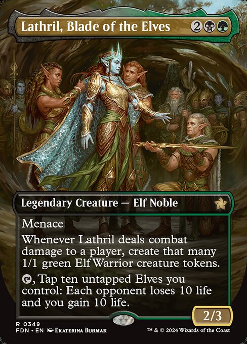 MTG Lathril, Blade of the Elves FDN 349 Borderless Nonfoil
