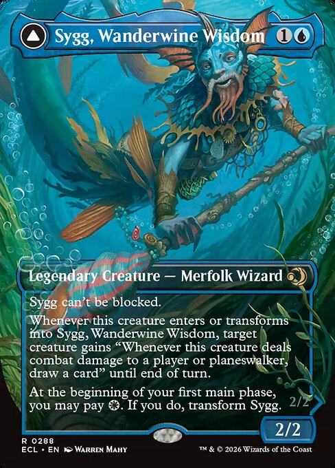 MTG Sygg, Wanderwine Wisdom // Sygg, Wanderbrine Shield ECL 288 Showcase Ring Nonfoil