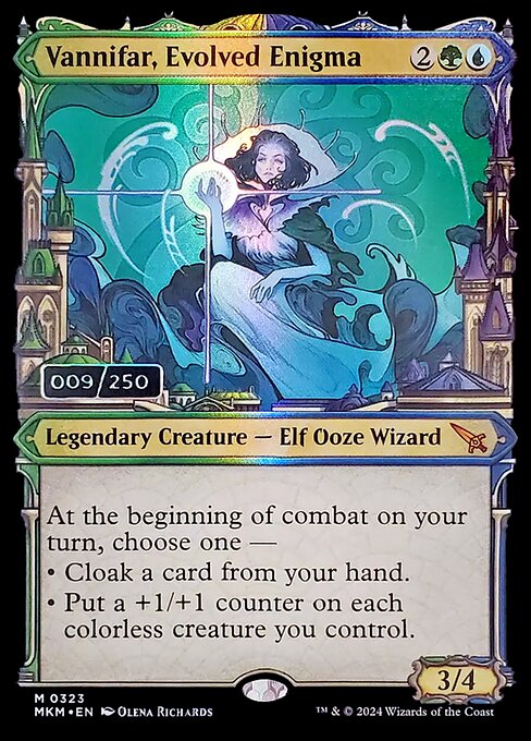 MTG Vannifar, Evolved Enigma MKM 323z Showcase Ravnica City Serialized Double Rainbow Foil