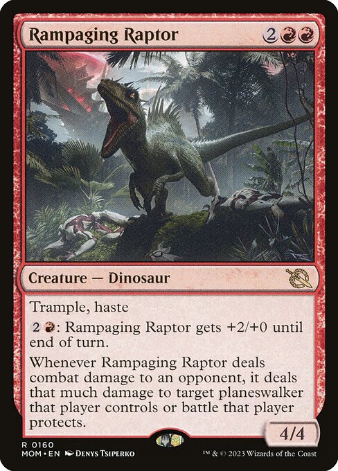 MTG Rampaging Raptor MOM 160 Regular Foil