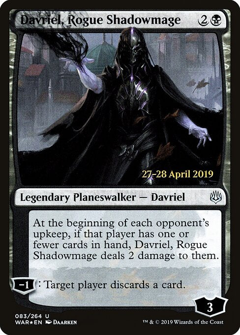 MTG Davriel, Rogue Shadowmage PWAR 083S Prerelease Promo Foil front