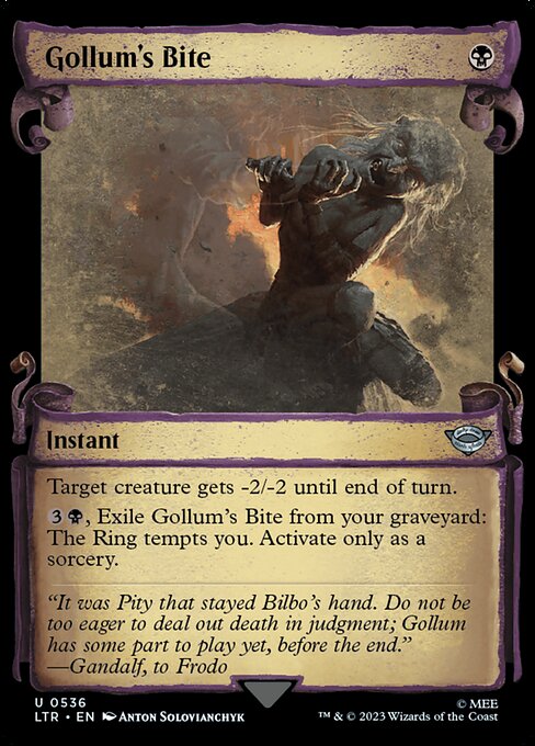 MTG Gollum's Bite LTR 536 Showcase Scrolls of Middle-earth Silver Foil