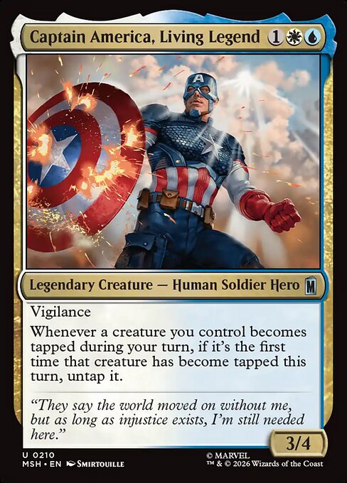 MTG Captain America, Living Legend MSH 210 Regular Foil