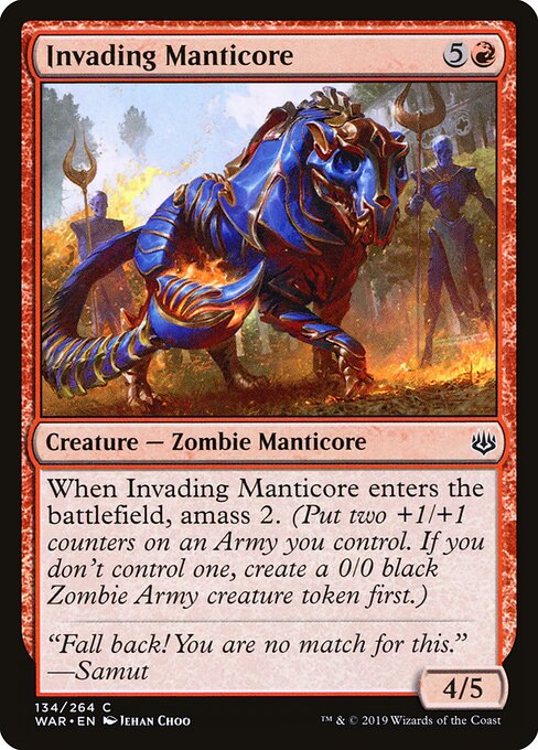 MTG Invading Manticore WAR 134 Standard Nonfoil front