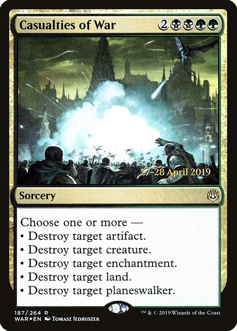 MTG Casualties of War PWAR 187S Prerelease Promo Foil front