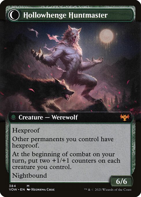 MTG Avabruck Caretaker // Hollowhenge Huntmaster VOW 384 Extended Art Foil reverse