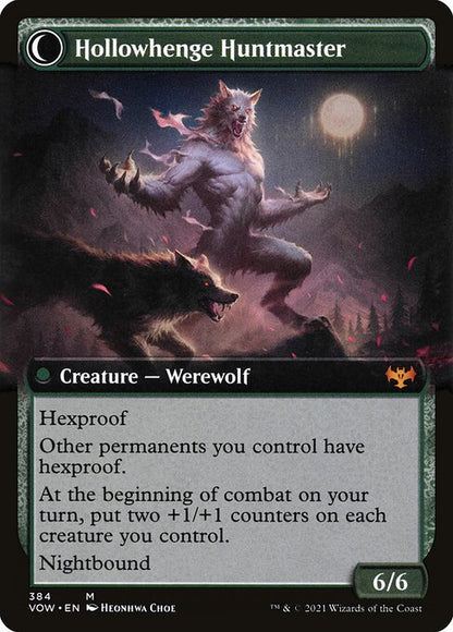 MTG Avabruck Caretaker // Hollowhenge Huntmaster VOW 384 Extended Art Nonfoil reverse