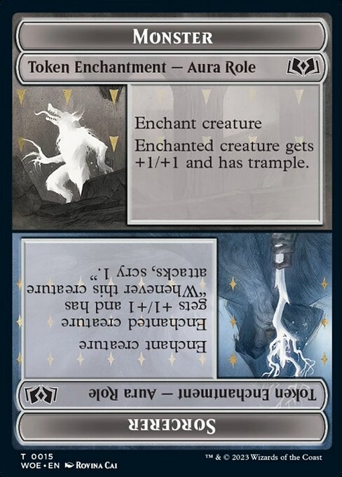 MTG Monster // Sorcerer WOE 015 Double-Sided Role Token Foil