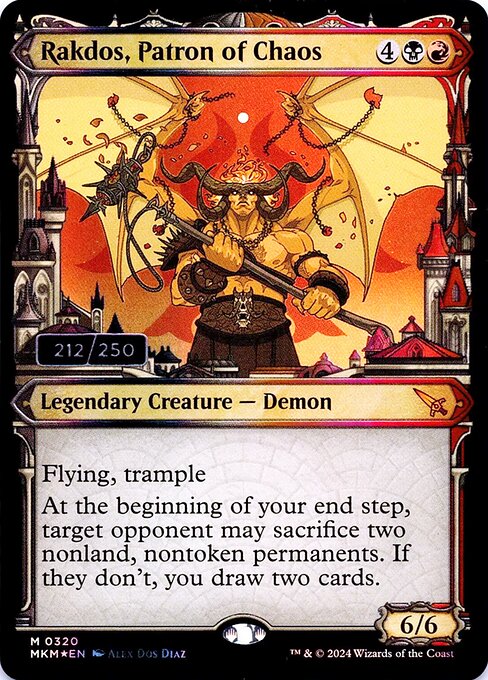 MTG Rakdos, Patron of Chaos MKM 320z Showcase Ravnica City Serialized Double Rainbow Foil