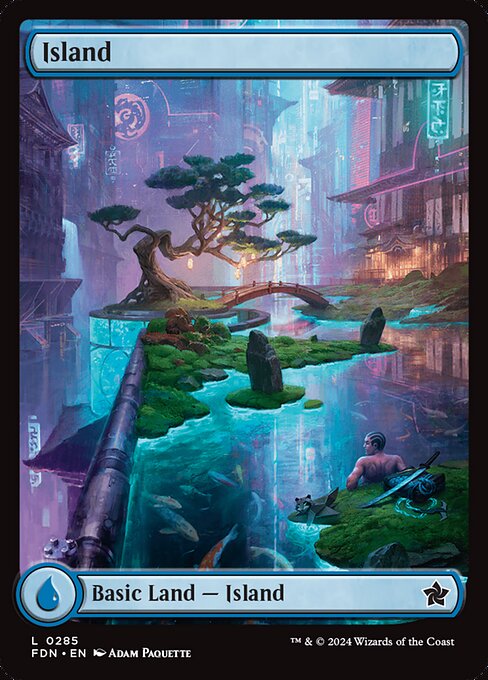 MTG Island FDN 285 Full-Art Character Land Foil