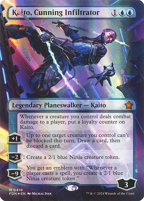 MTG Kaito, Cunning Infiltrator FDN 418 Borderless Mana Foil