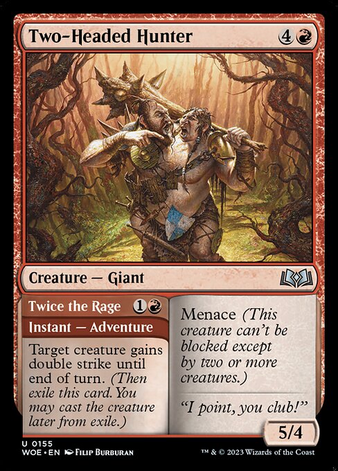 MTG Two-Headed Hunter // Twice the Rage WOE 155 Regular Foil