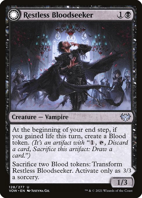 MTG Restless Bloodseeker // Bloodsoaked Reveler VOW 128 Standard Foil front