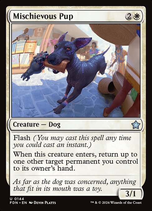 MTG Mischievous Pup FDN 144 Regular Foil