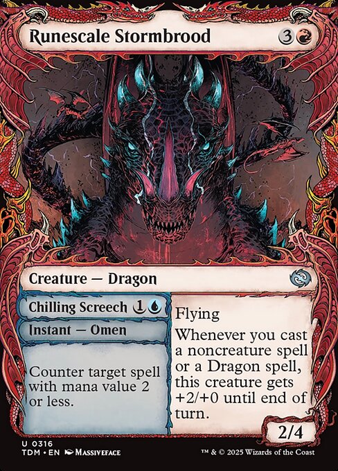 MTG Runescale Stormbrood // Chilling Screech TDM 316 Showcase Draconic Frame Nonfoil