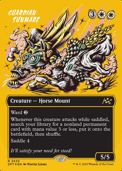 MTG Guardian Sunmare DFT 533 Borderless Rude Rider First-Place Foil