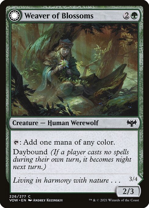 MTG Weaver of Blossoms // Blossom-Clad Werewolf VOW 226 Standard Foil front