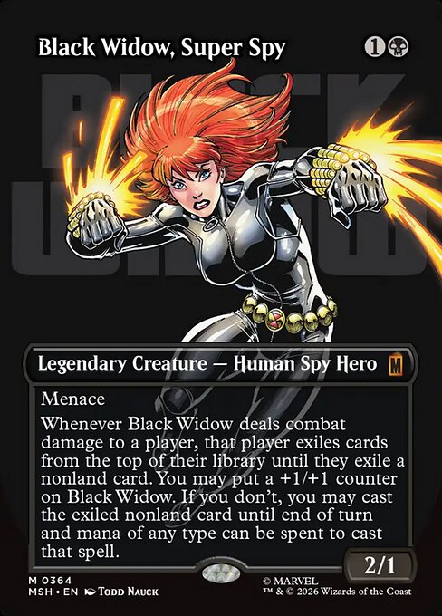 MTG Black Widow, Super Spy MSH 364 Borderless Logo Nonfoil