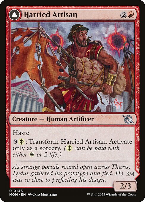 MTG Harried Artisan // Phyrexian Skyflayer MOM 143 Regular Foil
