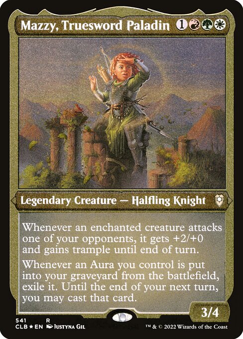 MTG Mazzy, Truesword Paladin CLB 541 Foil Etched Frame Etched