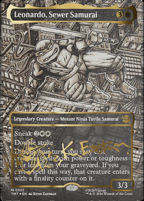 MTG Leonardo, Sewer Samurai TMT 301 Borderless Signature Kevin Eastman Headliner Foil