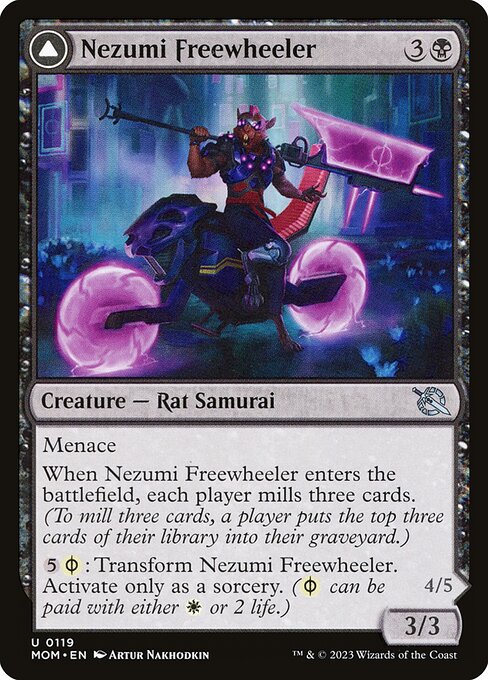 MTG Nezumi Freewheeler // Hideous Fleshwheeler MOM 119 Regular Foil