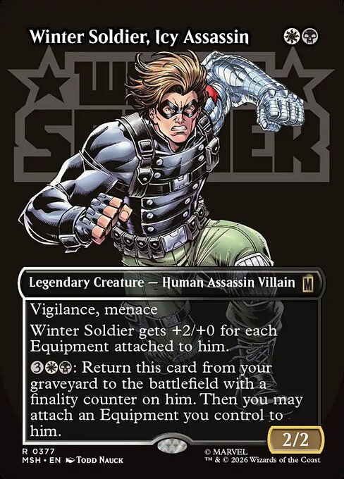 MTG Winter Soldier, Icy Assassin MSH 377 Borderless Logo Nonfoil