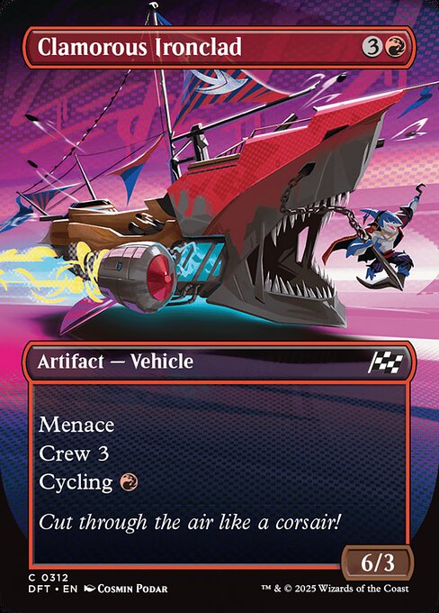 MTG Clamorous Ironclad DFT 312 Borderless Revved Up Nonfoil