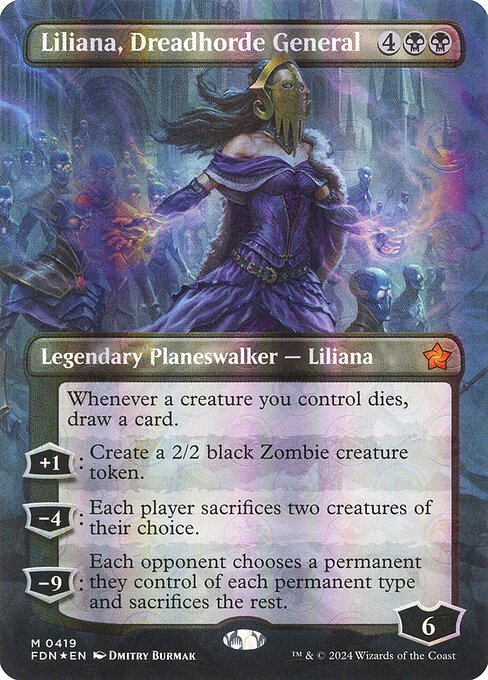 MTG Liliana, Dreadhorde General FDN 419 Borderless Mana Foil