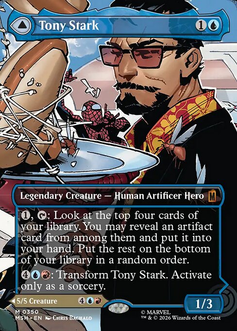 MTG Tony Stark // The Invincible Iron Man MSH 350 Borderless Scene Nonfoil