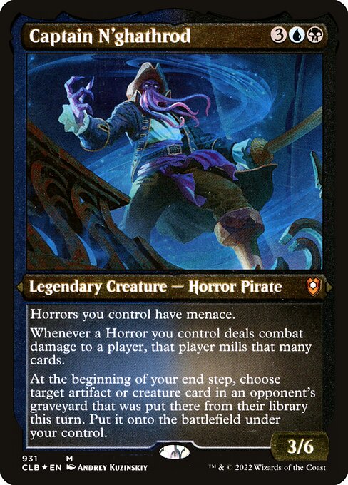 MTG Captain N'ghathrod CLB 931 Thick Stock Display Commander Etched