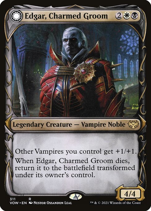 MTG Edgar, Charmed Groom // Edgar Markov's Coffin VOW 311 Showcase Fang Nonfoil front