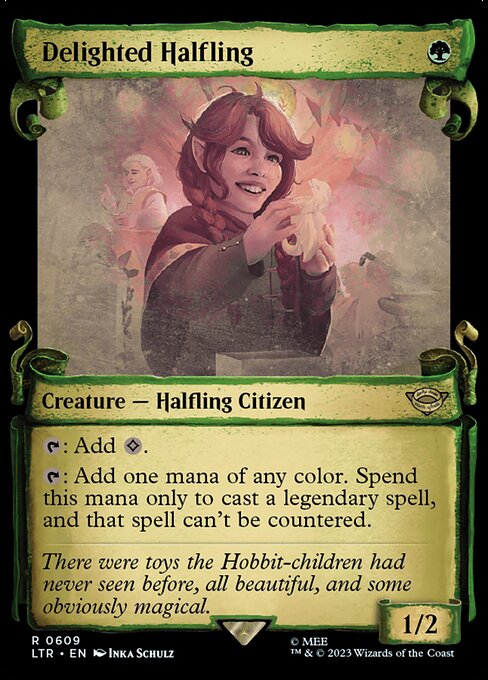 MTG Delighted Halfling LTR 609 Showcase Scrolls of Middle-earth Silver Foil