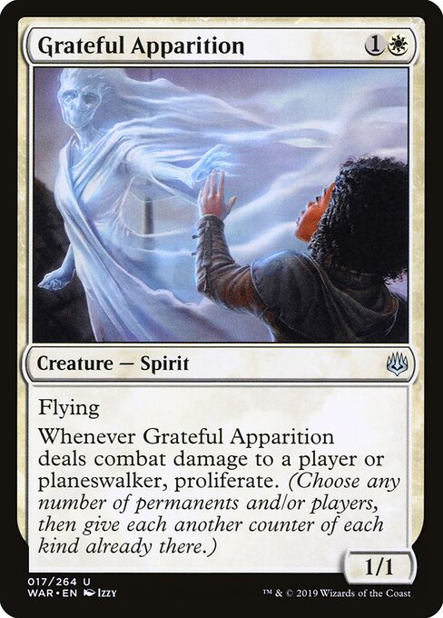 MTG Grateful Apparition WAR 017 Standard Foil front