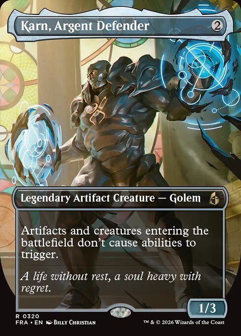 MTG Karn, Argent Defender FRA 320 Borderless Echoed Pairs Foil front