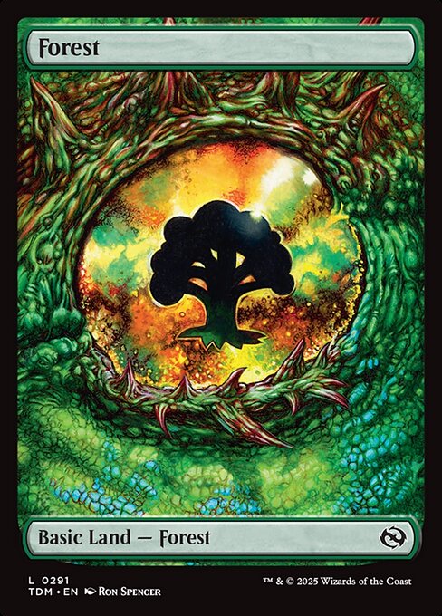 MTG Forest TDM 291 Full Art Dragon's Eye Foil