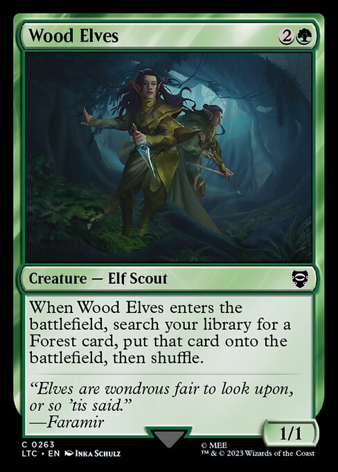 MTG Wood Elves LTC 263 Alternate Art Nonfoil