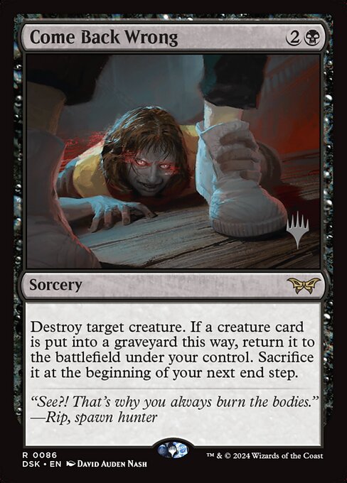 MTG Come Back Wrong PDSK 086p Promo Pack Foil