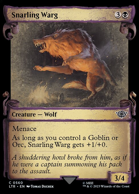 MTG Snarling Warg LTR 560 Showcase Scrolls of Middle-earth Nonfoil