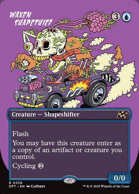 MTG Waxen Shapethief DFT 336 Borderless Rude Rider Foil