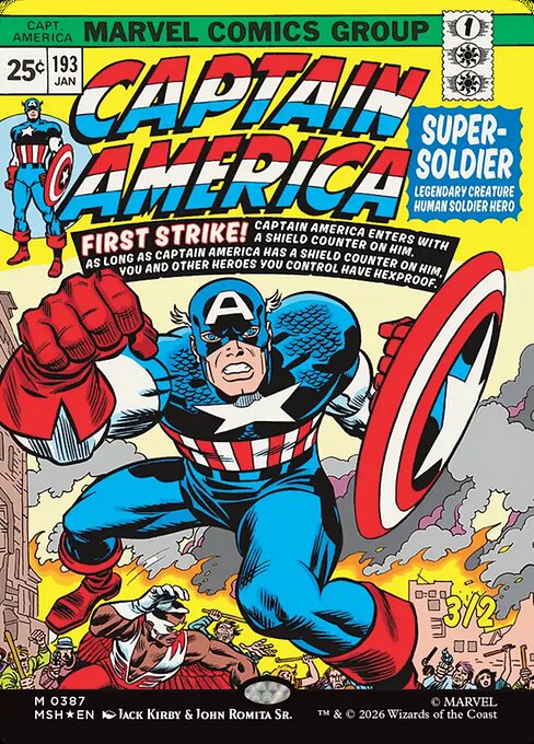MTG Captain America, Super-Soldier MSH 387 Borderless Classic Comic Foil