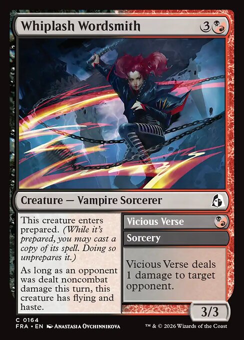 MTG Whiplash Wordsmith // Vicious Verse FRA 164 Standard Nonfoil front