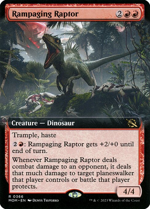 MTG Rampaging Raptor MOM 366 Extended Art Foil