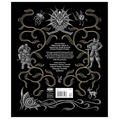 Dungeons & Dragons Encyclopedia back cover with featured settings and fantasy illustrations