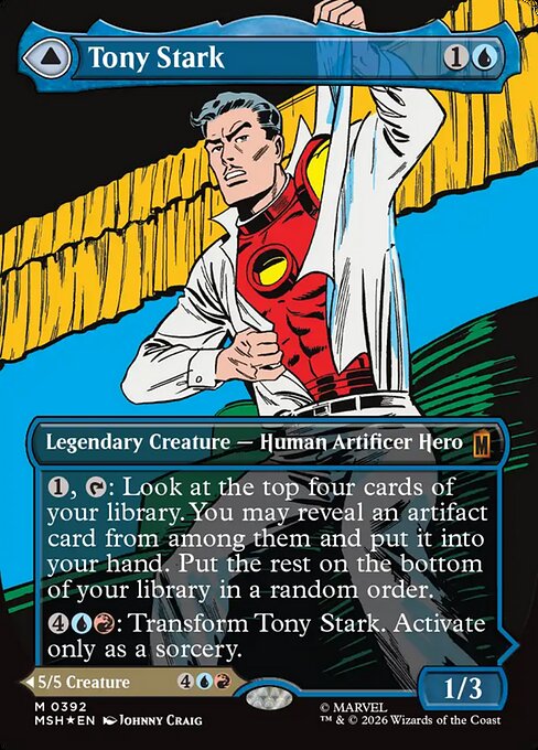 MTG Tony Stark // The Invincible Iron Man MSH 392 Borderless Classic Comic Foil