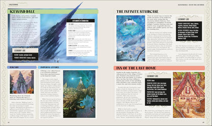 D&D Encyclopedia location spread featuring Icewind Dale and the Infinite Staircase