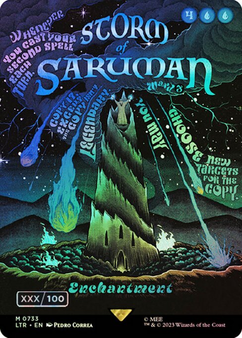MTG Storm of Saruman LTR 733z Borderless Poster Serialized Double Rainbow Foil