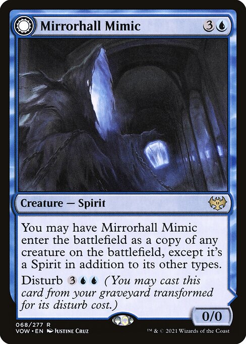 MTG Mirrorhall Mimic // Ghastly Mimicry VOW 068 Standard Foil front